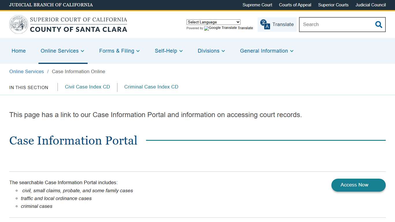 Case Information Online Superior Court of California County of Santa Clara